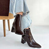 Meça Kahverengi Cilt Topuklu Bot