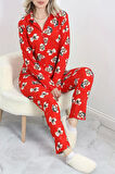 Süet Pijama Takımı Kırmızıbeyaz - 40003.1049.