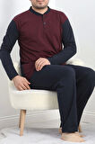 Jakarlı Erkek Pijama Takımı Bordo1 - 40064.1838.