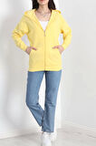 Kapşonlu Fermuarlı İki İplik Sweat Sarı - 19722.1247.