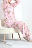 Desenli Poliviskon Pijama Takımı Pembeayı - 818.1287.
