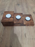 KaleTreeWood Tealight Mumluk Doğal Ahşap 3 Katlı