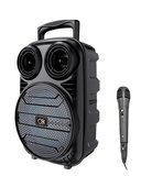 Bluetooth Taşınabilir Karaoke Hoparlör 6.5 İnç Mikrofonlu Rgb Işıklı Usb Tf Kart Destekli