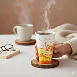 12 oz (350 ml) Karton Bardak - 50 Adet - Desenli Soğuk/Sıcak İçecek - (Tek Kullanım, Kapaksız)