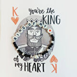 King Of My Heart - El Yapımı Mesajlı İnci Harf Boncuk Kalp Figür Detaylı Bileklik
