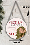 Güzellik Salonu Cam Kapı Pano Karşılama Tabelası, Kadın Kuaför Dükkan Süsü, Askılı Cam Kapı Tablosu