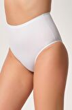 Kompedan Yapıştırma Yüksek Bel Lazer Slip Beyaz | MI 2801