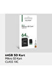 64 GB  SD Kart Mikro CD Kart Class 10C