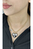 Xxx Kalp, Top Zincir, Paslanmaz Kolye 101, Kalp Silver Renk Zincir Altın Renk