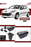 Peugeot 206 2010-2020 Sürgülü Kolçak Kol Dayama 2 Adet USB Lİ Araca Özel Delmesiz Vidasız Montaj