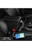 Renault Clio 4 2007-2016 Sürgülü Kolçak Kol Dayama 2 Adet USB Lİ Araca Özel Delmesiz Vidasız Montaj