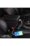 Ford Focus 3 2012-2020 Sürgülü Kolçak Kol Dayama 2 Adet USB Lİ Araca Özel Delmesiz Vidasız Montaj