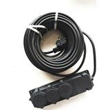 Bylion 3 lü Kauçuk Siyah Seyyar Uzatma Kablo 3x2.5 mm 10 Mt
