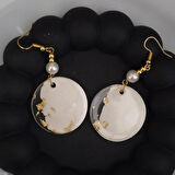 Epoksi beyaz altın varaklı küpe 