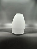 KÜÇÜK AVİZE CAMI.BEYAZ RENKTE.Mum ampule göre (E.14) (Duy yuvası:3.00cm-h:11.00cm)