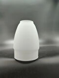KÜÇÜK AVİZE CAMI.BEYAZ RENKTE.Mum ampule göre (E.14) (Duy yuvası:3.00cm-h:11.00cm)