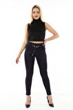 Lacivert Ekoseli Kemerli Pantolon L1-1693