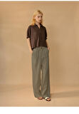 Düğmeli Kadın Keten Pantolon