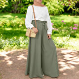 Yazlık Keten Şalvar Pantolon Kemerli