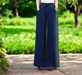 Günlük Beli Bağcıklı Şık Keten Pantolon