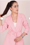 Kadın Pembe Bel Bağlamalı Blazer Ceket