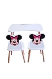 Çocuk Aktivite 1 Masa 2 Sandalye Takımı 4-12 Yaş Minnie Mouse