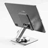 Metal Katlanabilir Masaüstü Telefon Tutucu Tablet Standı 360 Derece Dönen Ayarlanabilir