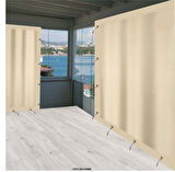 CEYLAN Home Balkon Perdesi Brandası Bağcıklı Ölçü Seçenekli Düz Krem