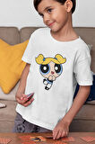 Bubbles Baskılı Unisex Power Puff Çizgi Film Çocuk Tişört (1-12 YAŞ)