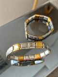YENİ SEZON ELEGANT SARI SİLVER KOMBİNASYONU İTALYAN CHARM BİLEKLİK