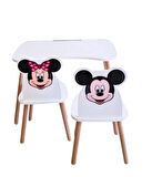Çocuk Aktivite 1 Masa 2 Sandalye Takımı 4-12 Yaş Mickey Mouse Ve Minnie Mouse