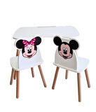 Çocuk Aktivite 1 Masa 2 Sandalye Takımı 4-12 Yaş Mickey Mouse Ve Minnie Mouse