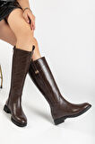 Suins Laby Model Fermuarlı Siyah Kahverengi Kadın Çizme