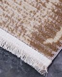 İpek Mekik Halı Lapena Kahve Ekru Eskitme Desenli Halı