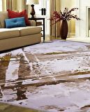 İpek Mekik Halı Lapena Kahve Ekru Modern Desenli Halı