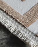 İpek Mekik Halı Lapena Kahve Ekru Çizgili Saçaklı Halı