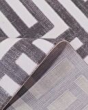 İpek Mekik Halı Lapena Gri Beyaz Geometrik Çizgili Halı