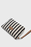 Kadın Çizgili Keten Clutch Çanta 