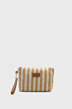 Kadın Çizgili Keten Clutch Çanta 