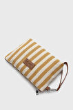Kadın Çizgili Keten Clutch Çanta 