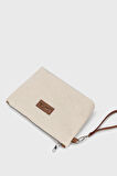 Kadın Çizgili Keten Clutch Çanta 