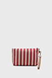 Kadın Çizgili Keten Clutch Çanta 