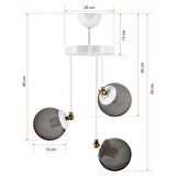ÜÇLÜ BLANCO MODERN AVİZE FÜME GLOP CAMLI