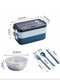 Paslanmaz Çelik Yemek Tası Isı Yalıtımlı 3 Katlı Yemek Termosu Ofis Kamp Lunchbox Yeşil