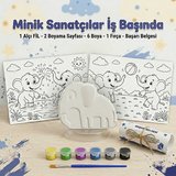 Alçı Fil Aktivite Seti - 2 Boyama Sayfası - Çocuk Sanat ve Hobi Seti