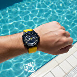 Lee Cooper LC07559.657 Erkek Kol Saati | 46 mm Siyah Çelik Kasa, Sarı Silikon Kordon, Dijital Mekanizma