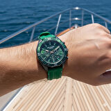 Lee Cooper LC07848.077 Erkek Kol Saati | 45 mm Yeşil Kadran, Gri Çelik Kasa, Silikon Kordon