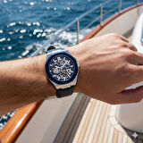 Lee Cooper LC07978.399 Erkek Kol Saati | Otomatik Mekanizma, İskelet Kadran, Lacivert Deri Kordon