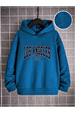Pamuklu Erkek Çocuk Kapüşonlu Sweatshirt İki İplik Şardonsuz Los Angeles Baskılı