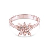 0.05 Karat Pırlanta Yüzük, Kartanesi Motifli, Doğal Pırlanta, Sertifikalı Mücevher, Rose Altın